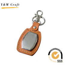 Porte-clés en cuir avec métal blanc pour logo (Y02088)